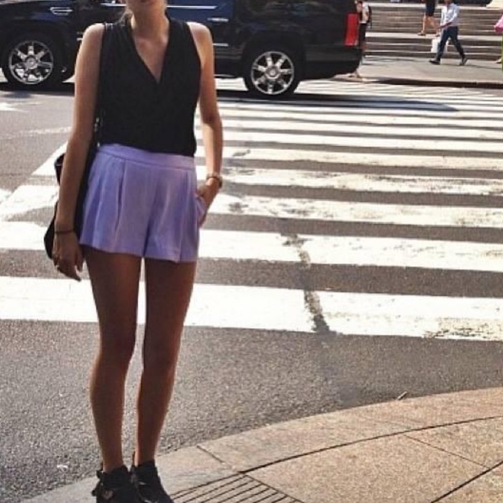 Aritzia T Babaton Lilac Silk Dress Shorts